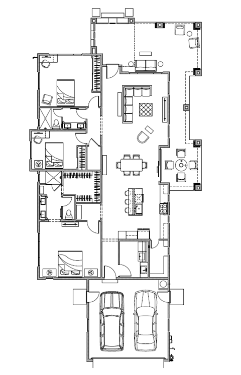 Floor plan for 3 beds, 2 baths, 1850 sqft